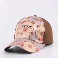 Gorra de Béisbol Infantil de 5 Paneles con Estampado de Capibara, Diseño de Dibujos Animados para Niños y Niñas, Verano