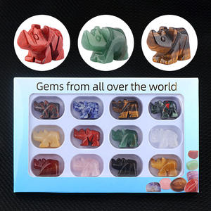 Intaglio 1in Micro ornamenti paesaggistici con pietre preziose Set di rinoceronti scatola 12 Grid animale occhi di tigre figurine Decorative - Product Image 3