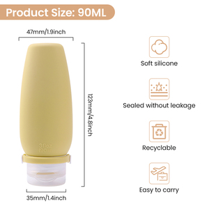 Grosir 90ML wadah sampo portabel besar silikon Set perjalanan lucu antibocor TSA disetujui silikon Set botol ukuran perjalanan - Product Image 2