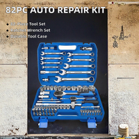 Juego de Herramientas Manuales para Reparación de Automóviles de 82 Piezas, Juego de Llaves de Tubo Combinadas en Estuche Rígido OEM CR-V para Uso Doméstico