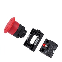 Bouton poussoir d'arrêt d'urgence en plastique, découpe de panneau de 22 mm, 1NC, déverrouillage rotatif, IP65