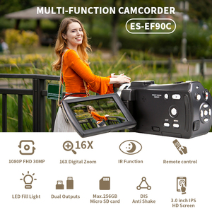 Videocámara Grabadora Digital <span class=keywords><strong>Full</strong></span> <span class=keywords><strong>HD</strong></span> 1080P 30MP con Pantalla Giratoria de 270 Grados de 3.0 Pulgadas y Zoom Digital 16X - Product Image 2