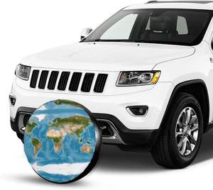 Housse de roue de secours avec design planète et carte du monde, imperméable, anti-UV, protection de roue, logo personnalisé, promotion - Product Image 3