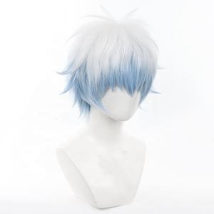 วิกผมคอสเพลย์กินทามะ ซากาตะ กินโทกิ สีขาว-น้ำเงินไล่เฉด ยาว 30 ซม. วิกผมสังเคราะห์ทนความร้อนสำหรับคอสเพลย์อนิเมะ ขายส่ง - Product Image 3