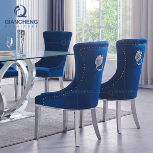 Sillas de Comedor de Terciopelo Estilo Italiano, Económicas, para Restaurante y Cocina, con Anillo de Tirar con Cabeza de León - Product Image 4