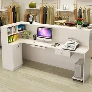 Simple Cash Table Retail Wooden Counter Cashier Desk Store Boutique White Checkout Counters Reception Desks For Sale