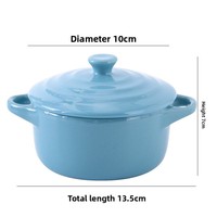 Petite coupelle en céramique créative avec couvercle, glaçure couleur bonbon, compatible micro-ondes, design moderne, pour la maison, anti-brûlure, à double anse