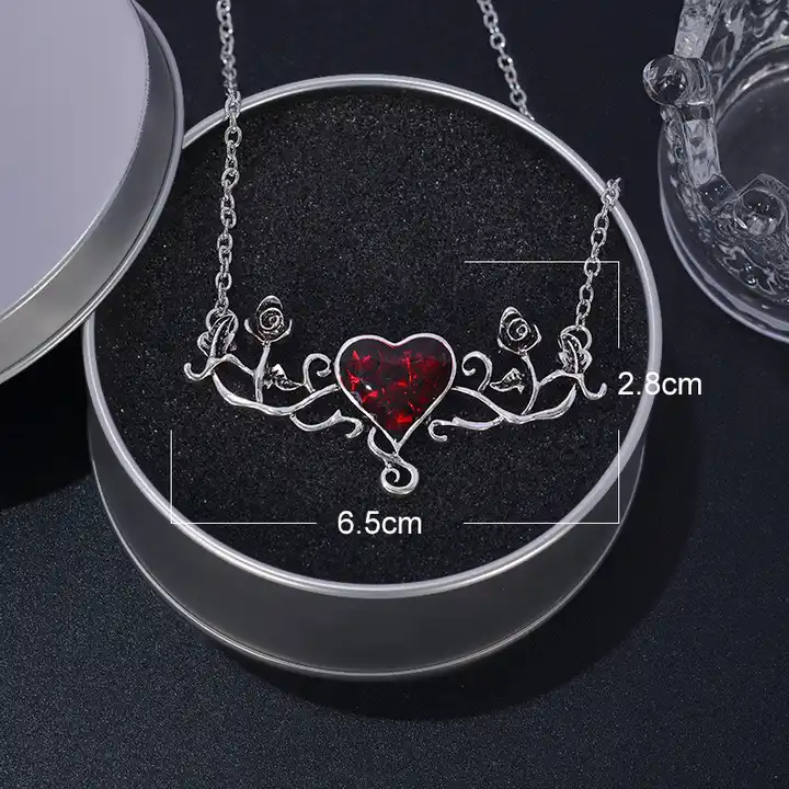 Sacred Heart Gothic skeleton necklace, heart pendant, heart-shaped cross  necklace - AliExpress