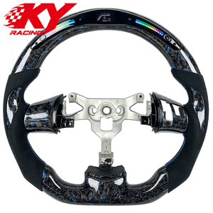 Volant sport LED en fibre de carbone forgée bleue personnalisée, revêtement en daim noir, adapté aux Chevrolet Corvette C6 ZL1 Z06 C7 C8 - Product Image 1