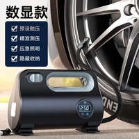 Pompa Ban Digital ABS Hitam 150psi DC 12V Nirkabel Mini Elektrik Pintar Silinder Ganda untuk Mobil dengan Lampu Darurat
