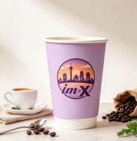 Gobelet en papier à double paroi certifié FSC, personnalisé avec logo imprimé, 12 oz, revêtement PE, pour expresso chaud, cappuccino, à emporter