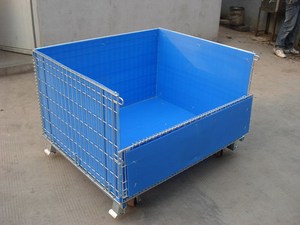Heavy Duty Mạ Kẽm Kho Công Nghiệp Có Thể Khóa Lưới Thép Ráp Dây Lưới Thép Pallet Box Với Cửa - Product Image 5