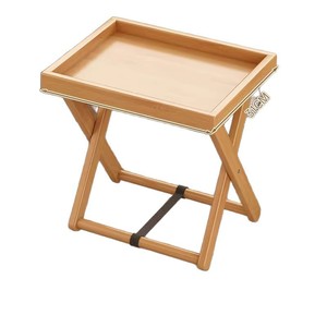 Folding <b>Side</b> <b>Table</b> Natural Wood Color <b>Mini</b> Coffee <b>Table</b> Living Room Storage Rack Balcony Creative Corner <b>Table</b> - Product Image 5
