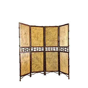 Neo Chinese Folding Screen 4 Panels Handcrafted Bamboo Room Divider For Tea Room Living Room Entryway Zen Style - Product Image 5