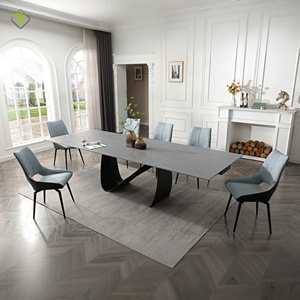 Phòng Ăn Hiện Đại Đặt 8 10 Chỗ Ngồi Slate Bàn Và Ghế Đặt Sang Trọng Thiêu Kết Đá Hình Chữ Nhật Bằng Đá Cẩm Thạch Bảng - Product Image 2