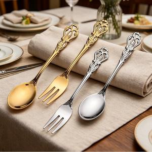 Cubiertos Dorados con Cuchillos para Carne, Juego de Cubiertos de Acero Inoxidable para el Hogar, Bodas y Restaurantes - Product Image 5