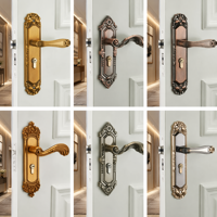 Ensemble de poignées de porte à levier en laiton antique vintage européen, avec serrure et poignée de confidentialité en acier inoxydable pour chambre, salle de bain et porte en bois