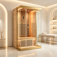 Salle de sauna à vapeur électrique en bois massif de luxe traditionnelle pour appartement et salle de sport