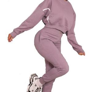 Conjunto Deportivo de 2 Piezas para Mujer, Top Corto y Pantalones, Ropa de Otoño, Conjunto de Chándal para Mujer - Product Image 1