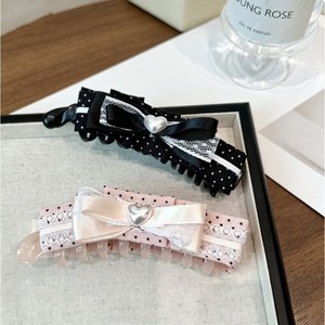 Pinza para el pelo estilo coreano con lazo dulce de varias capas, encaje de lunares y corazón, elegante, versátil y que no se cae, un accesorio para el cabello. - Product Image 3