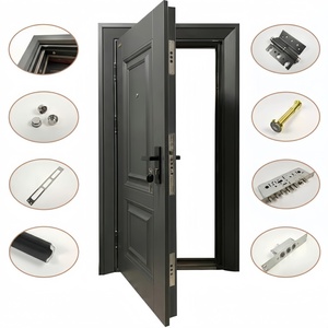 <span class=keywords><strong>Porte</strong></span> d'entrée principale extérieure Zonle en acier noir pour maison et villa - Product Image 3