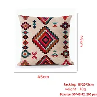 Housse de coussin carrée, style bohème ethnique, motif géométrique abstrait, housse de coussin décorative pour canapé, salon, lit