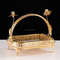 Plateau à gâteaux et à en-cas en métal et verre de style arabe de luxe, avec placage or, décoration Ramadan, récipient de stockage alimentaire
