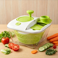 Panier égouttoir manuel multifonction 3-en-1 pour légumes, essoreuse à salade grande capacité avec trancheuse