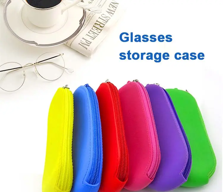 Nouvelles ventes d'usine pochette à fermeture éclair en Silicone sac à main portefeuille lunettes de soleil en Silicone étuis boîte pour lunettes de soleil
