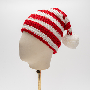 <span class=keywords><strong>Bonnet</strong></span> en laine style elfe amusant, rayé rouge et <span class=keywords><strong>blanc</strong></span> avec <span class=keywords><strong>pompon</strong></span>, chapeau d'hiver festif pour hommes et femmes, fêtes de fin d'année, usage quotidien décontracté - Product Image 2