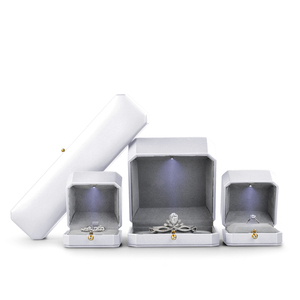 <b>Led</b> Jewellery <b>Box</b> Black Lacquer logo Gold Stamping Luxury <b>Led</b> Jewellery Package Custom Ring Diamond Jewelry <b>Box</b> with <b>Lights</b> - Product Image 1