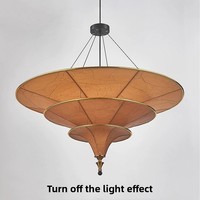 Lampe suspendue de style Asie du Sud-Est en fer et osier, en forme de parapluie, avec papier parchemin, hauteur réglable, marron, style Mid-Century