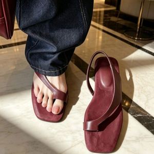 Elegant Retro Design slip on Toe Strap Low Heel Roman <b>Shoes</b> <b>Soft</b> French Style Ladies Daily Matching Beach Sandals - Product Image 1