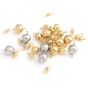 Perles solides en acier inoxydable, soudées au laser, double anneau, pendentif rond en diamant, accessoires de bijoux DIY, couleur or et argent - Product Image 1