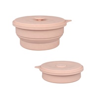 Boîte à bento pliable en silicone, portable et compatible micro-ondes, pour le stockage des aliments, vente en gros, récipient bol pliable pour enfants