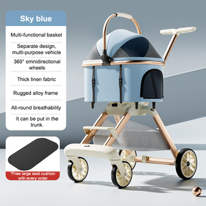 Ventes en gros de transporteurs pour animaux de compagnie, produits de voyage, fabricants de poussettes pour animaux de compagnie, taille moyenne 20 kg, détachable avec 4 roues - Product Image 6