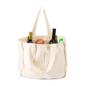 Sacola Grande de Lona de Algodão Orgânico com Logotipo Personalizado para Compras com <span class=keywords><strong>6</strong></span> Bolsos Internos - Product Image 2