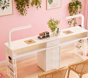 Usine En Gros Nouveau Blanc Crème Style Multi-Fonction Avec <span class=keywords><strong>Aspirateur</strong></span> Lampe <span class=keywords><strong>De</strong></span> Table Nail Shop Spécial Nail Table - Product Image 2