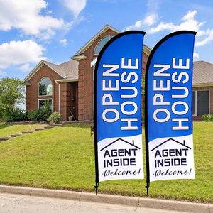 Paquete de 2 Banderas de Inmobiliaria, Letreros de Apertura, Pancarta, Bandera de Pluma <span class=keywords><strong>para</strong></span> Agentes Inmobiliarios - Product Image 1