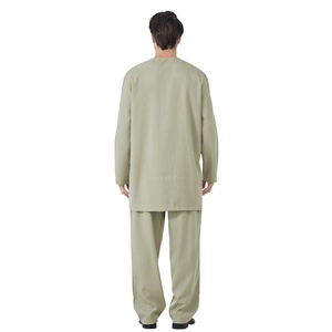 Ensemble Thobe 2 Pièces Islamique <span class=keywords><strong>pour</strong></span> Hommes, Vente en Gros Directe Usine Yibaoli, Haut Kameez à Demi-Zip et Pantalon, Tenue Arabe Musulmane <span class=keywords><strong>pour</strong></span> Hommes - Product Image 4