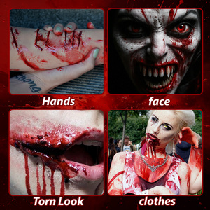 Suministros de <span class=keywords><strong>Halloween</strong></span>, Maquillaje de Sangre Líquida para Looks de Zombis y Vampiros, Efectos de Heridas en Dos Tonos, 50 ml - Product Image 6