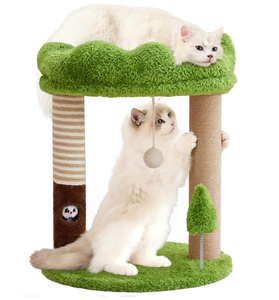 2026 Pohon Kucing Kayu Mewah Terlaris Bentuk Rumput Hijau Pohon Kucing Kayu Solid Penangkap Kucing - Product Image 1