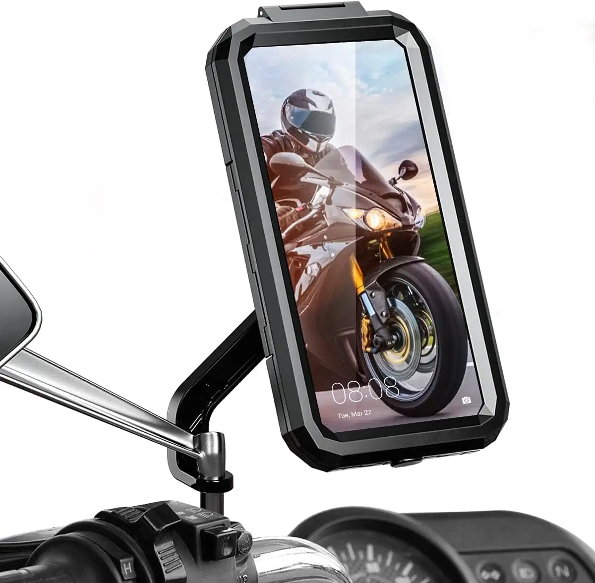 Kewig motosiklet cep telefon standı darbeye su geçirmez kablosuz şarj bisiklet cep telefon standı
