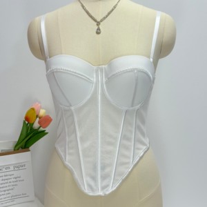 Sexy Party Club Femmes Corset Tops Fishbone Support Court Débardeurs Mince <span class=keywords><strong>Maille</strong></span> Voir Solide Respirant Casual Bustier Camisoles - Product Image 6