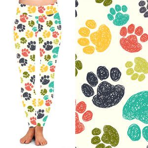 Leggings Estampados para Mujer, Cintura Alta Elástica, Largos, con Estampado de Huellas de Perro, Color Rosa y Blanco, Tela Súper Suave, Gran Venta - Product Image 2