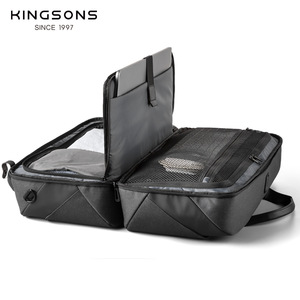 Kingsons Multifunctional Tote Bag Dark Gray Zipper Closure Business Travel Men's Handbag - Product Image 2