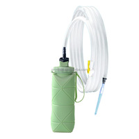NZMAN Kit de bouteille de sac de lavement en silicone pliable avec tuyau de lavement de 5,3 pieds, valve de débit contrôlable, kit de lavement en silicone d'une capacité de 1.2 L