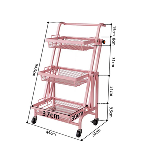 Carrito <span class=keywords><strong>de</strong></span> Supermercado Multifuncional <span class=keywords><strong>de</strong></span> 3 Niveles, con Ruedas con Frenos, Plegable, para Uso Comercial - Product Image 6