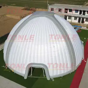 New Design Large Inflatable Dome Tent/white inflatable structure building for wedding/ air dome building with LED light