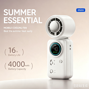 4000mAh Rechargeable Handheld Ice Cooling High-speed <b>Mini</b> <b>Fan</b> Portable Foldable Turbo <b>Fan</b> with Semiconductor Cooling - Product Image 3
